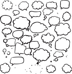 Collection of Hand-Drawn Speech and Thought Bubbles