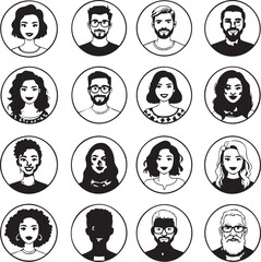 Set of Diverse People Avatars and User Profile Icons