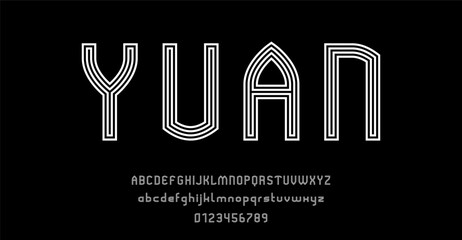 Set of alphabets font letters and numbers modern abstract design with lines vector illustration