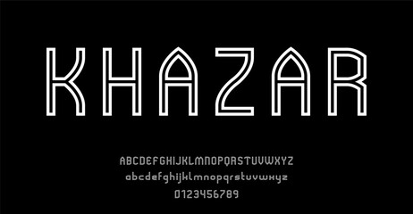 Set of alphabets font letters and numbers modern abstract outline design vector illustration