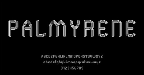 Set of alphabets font letters and numbers modern abstract design with lines vector illustration