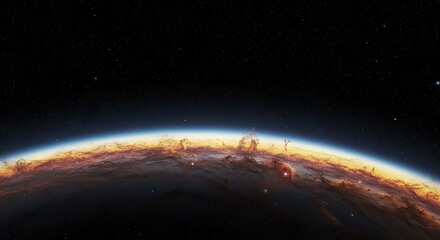 Obraz premium Alien Planet Sunrise A Breathtaking View from Space