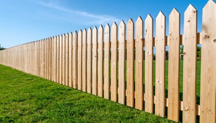 Fototapeta premium Wooden picket fence in a yard