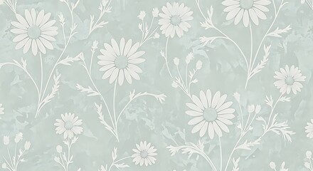 Fototapeta premium Delicate white daisy floral pattern on a soft blue background