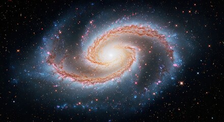 A breathtaking celestial masterpiece of a spiral galaxy rotating in the vastness of deep space, a cosmic art display on a grand scale