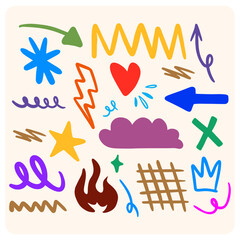 Colorful Hand-Drawn Doodle Elements Collection