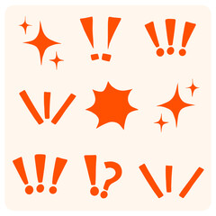 Orange Comic Symbols with background cream