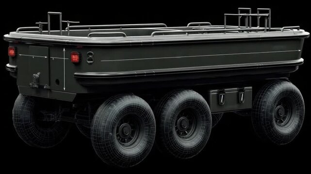 Amphibious Vehicle Concept Showing Military Design with Advanced Features for Tactical Operations
