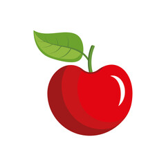 Red fresh apple. Vector icon. Flat design.