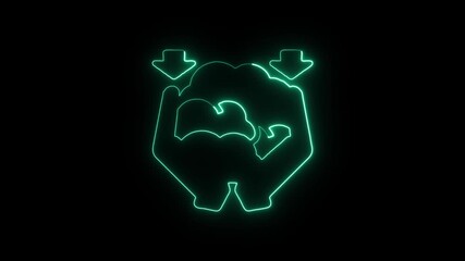 Data Compression Icon Animation with Glowing Lines on Black Background