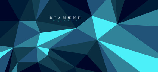 Diamond surface dark vector abstract background, 3D low poly crystal abstraction, luxury style gem blue color backdrop, polygonal abstract structure.