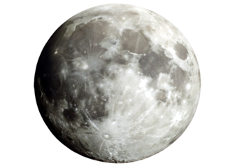 Detailed Full Moon with Craters and Surface Features on Background lunar celestial isolated on a transparent background