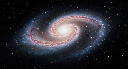 Stunning Cosmic Dance A Brilliant Barred Spiral Galaxy Illuminates the Vastness of the Universe with Glowing Star-Forming Regions