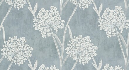 White floral pattern on textured blue background