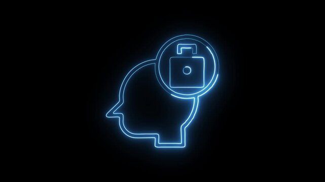 Career Thinking Icon Animation with Glowing Lines on Black Background