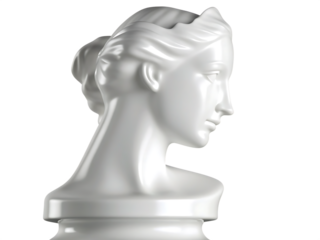 White Sculpture Bust of a Woman in Profile on female isolated on a transparent background