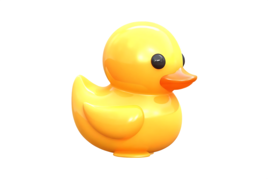 Adorable Yellow Rubber Duckling with Orange Beak on White Background yellow duck isolated on a transparent background