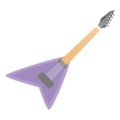 Vibrant illustration of a guitar angled against a white background, showcasing its design and strings
