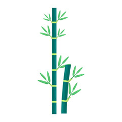 Naklejka premium Green bamboo stalks with vibrant leaves against a plain background, illustrating nature's beauty