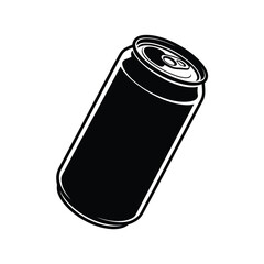 Black soda can with open top on white background
