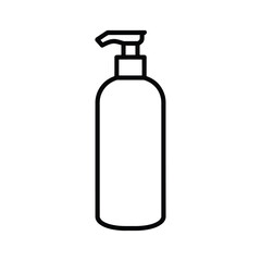 Simple line art illustration of a pump dispenser bottle
