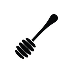 Simple black silhouette of a honey dipper stick