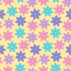 Seamless Pastel Floral Pattern with Soft Yellow Background