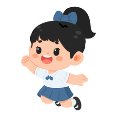 Excited Schoolgirl Cartoon Character Illustration
