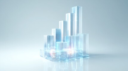 Fototapeta premium Modern Cityscape with Glass Buildings and Financial Growth Concept