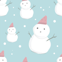 seamless pattern with snowman winter  chistmas theme. eps