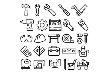A versatile set of bold, solid black icons representing workshops, seminars, and learning events. Ideal for apps, websites, and presentations.