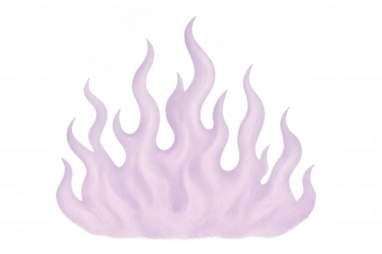 Purple flames generating dynamic visual energy, transparent background showcasing intense graphic design element with striking color gradient