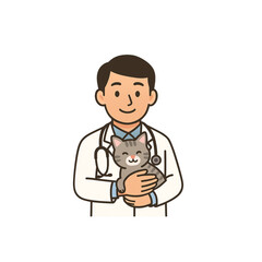 Fototapeta premium 獣医さんのカラーアイコン、素材、イラスト、背景なし、資料作り、職業