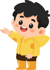 Obraz premium Illustration of Boy Wearing Raincoat with Arm Extended