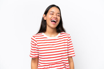 Fototapeta premium Young Colombian woman isolated on white background laughing