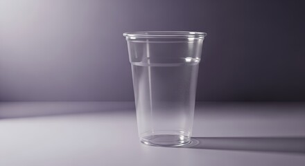 Clear Plastic Cup Filled with Water on Table Refreshment Hydration Drink Still Life Concept