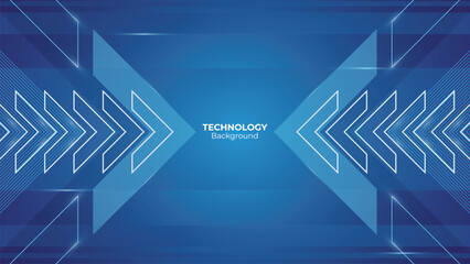 Blue Futuristic abstract technology background arrow with lines and glow effect