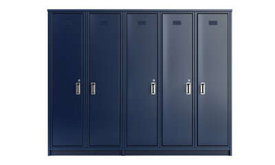 Dark blue metal lockers with vents and built-in combination locks