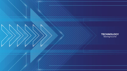 Blue Futuristic abstract technology background arrow with lines and glow effect