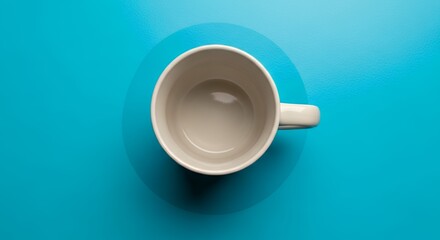 Empty White Ceramic Coffee Cup on Blue Textured Background Minimalist Still Life Photography