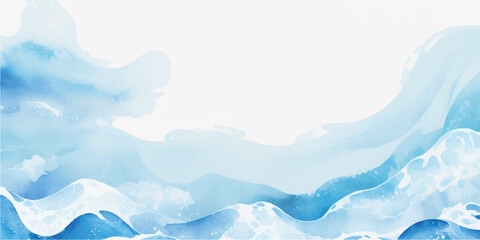 Modern abstract blue wave background with tropical ocean watercolor layers for posters templates and social media