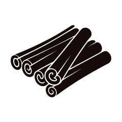 Dark brown cinnamon sticks pile isolated on white background