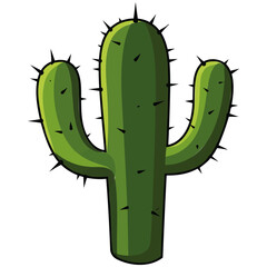 Naklejka premium Cactus vector illustration with thorns isolated on white background looking like a fresh green plant or vegetable design