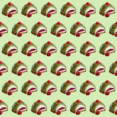 Happy Birthday to You - a modern art form. Seamless pattern featuring dessert and flowers in a cute, lighthearted sketch style. Digital illustration with black outline and fill.