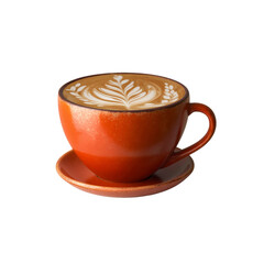 Aromatic Latte Art in a Rustic Orange Mug