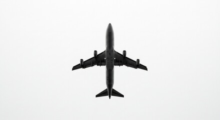 Obraz premium 白バックで優雅に飛行する旅客機 上空からの俯瞰撮影. AI Generated