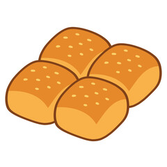 Buchty Czech Sweet-Filled Buns flat color vector illustration template design