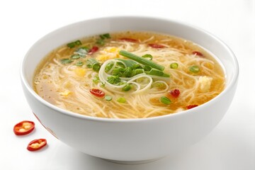 Egg Drop Soup with Whisked Eggs in Hot Chinese Broth
