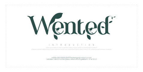 Wented typography modern serif fonts and numbers. Elegant alphabet letters font and number. Classic Lettering Minimal Fashion Designs.  vector illustration
