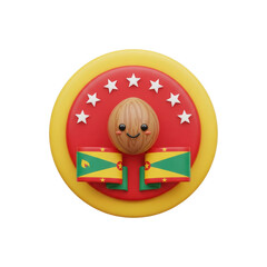 Cartoon Walnut Character With Grenada Flags On A Transparent Background Illustration